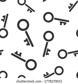 Key icon in flat style. Password vector illustration on white isolated background. Access seamless pattern business concept.