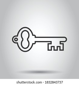 Key icon in flat style. Password vector illustration on white isolated background. Access business concept.