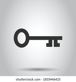 Key icon in flat style. Password vector illustration on white isolated background. Access business concept.