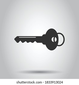 Key icon in flat style. Password vector illustration on white isolated background. Access business concept.