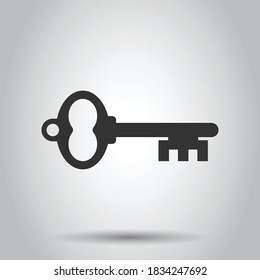 Key icon in flat style. Password vector illustration on white isolated background. Access business concept.