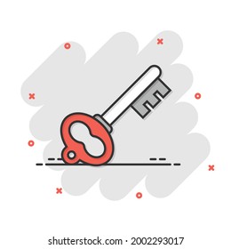 Key icon in flat style. Password vector illustration on white isolated background. Access business concept.