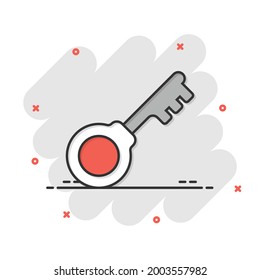 Key icon in flat style. Password vector illustration on white isolated background. Access business concept.
