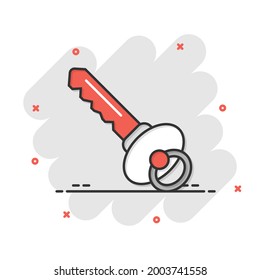 Key icon in flat style. Password vector illustration on white isolated background. Access business concept.