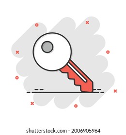 Key icon in flat style. Password vector illustration on white isolated background. Access business concept.