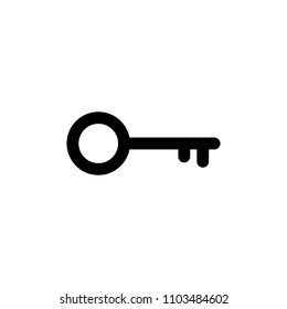 Key icon in flat style. Secret symbol isolated on white background. Simple abstract safe icon in black. Vector illustration for graphic design, Web, UI, app