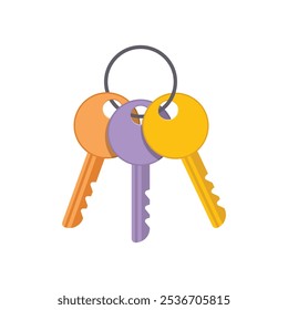 Key icon in flat style. Security vector illustration on isolated background. Door protection sign business concept.