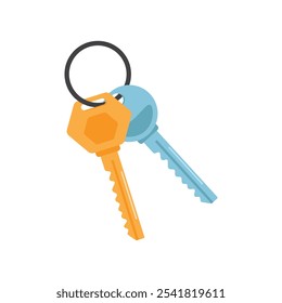 Key icon in flat style. Security vector illustration on isolated background. Door protection sign business concept.