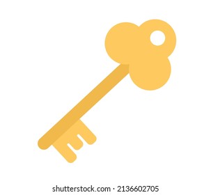 Schlüsselsymbol. Goldener Schlüssel für uraltes Schloss. Vektorgrafik
