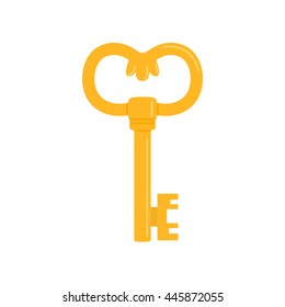 Key icon. golden key on white background