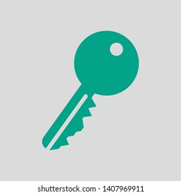 Key Icon. Green on Gray Background. Vector Illustration.