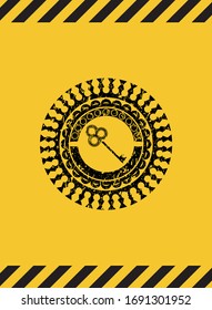 key icon grunge warning sign emblem. Vector Illustration. Detailed.