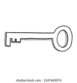 Key icon hand drawn. Key icon. Key outline