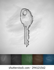 key icon. Hand drawn vector illustration. Chalkboard Design