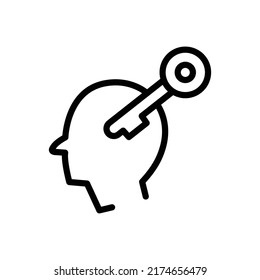 Icono de tecla con la cabeza. Icono de emprendedor, negocios. estilo de icono de línea. Diseño sencillo editable