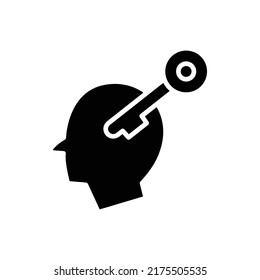 Key icon with head. Suitable for entrepreneur icon, business. Solid icon style, glyph. Simple design editable