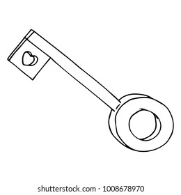 Key icon. The key with the heart for St. Valentine's Day. The key is from the heart. The key is with the image of the heart. Vector illustration.