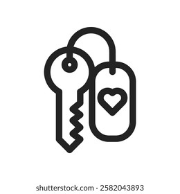 Key Icon with Heart Tag Representing Love and Security