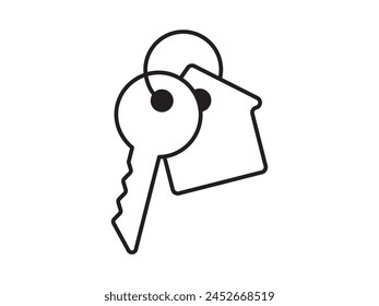 Schlüsselsymbol für die Hausdarstellung, isoliert vor weißem Hintergrund. Dieses schlichte Symbol der Vektorgrafik weckt ein Gefühl von Wärme und Geborgenheit und verkörpert den Begriff Heimat.
