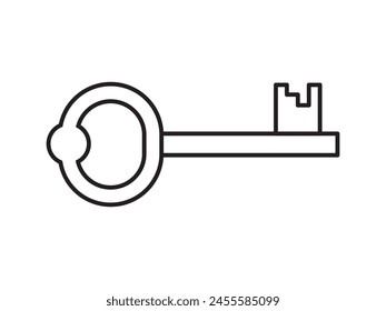 Key icon for house representation, isolated against a white background. This simple vector symbol evokes a sense of warmth and security, embodying the concept of home.