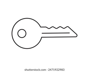 Key icon for house representation, isolated against a white background. This simple vector symbol evokes a sense of warmth and security, embodying the concept of home.