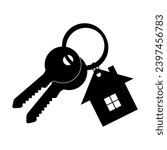 Key Icon or House Key. Vector Illustration Isolated on White Background. 