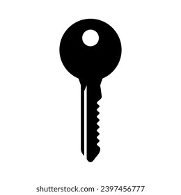Key Icon or House Key. Vector Illustration Isolated on White Background. 