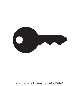 key icon illustration. Open, close, hotel, home door. Safety symbol. Black coloured key silhouette. Vector illustration