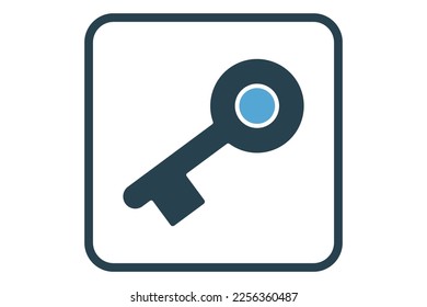 Key icon illustration. icon related to security. Solid icon style. Simple vector design editable