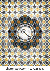 key icon inside arabesque style emblem. arabic decoration.