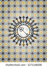 key icon inside arabesque style badge. arabic decoration.