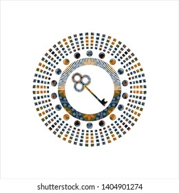 key icon inside arabesque style badge. arabic decoration.