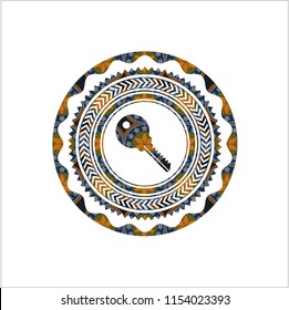 key icon inside arabic emblem. Arabesque decoration.