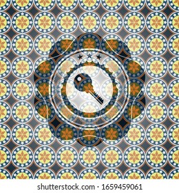 icono de la tecla dentro del fondo del emblema árabe. Decoración árabe.