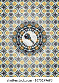 icono de la tecla dentro del fondo del emblema árabe. Decoración árabe.