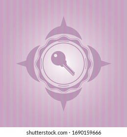 key icon inside badge with pink background