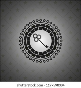 key icon inside black emblem. Vintage.