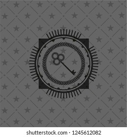 key icon inside black emblem. Vintage.