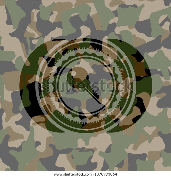key icon inside camouflage\
emblem