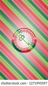 key icon inside christmas badge.
