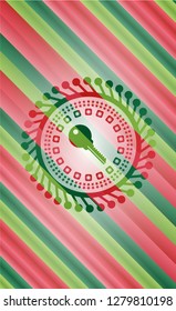 key icon inside christmas colors style emblem.