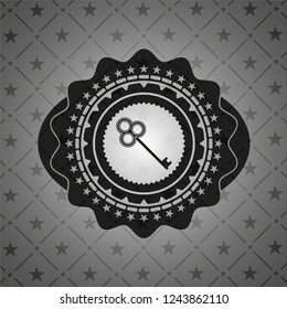 key icon inside dark emblem. Retro