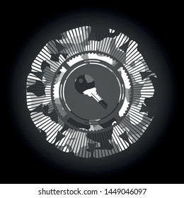 key icon inside grey camo texture