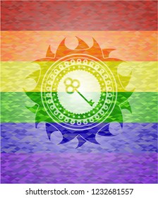 key icon inside lgbt colors emblem 