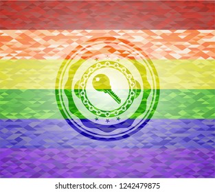 key icon inside lgbt colors emblem 