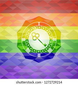 key icon inside lgbt colors emblem 