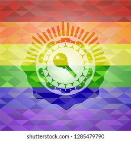 key icon inside lgbt colors emblem 