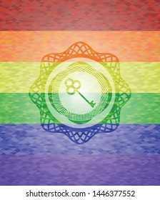 key icon inside lgbt colors emblem 