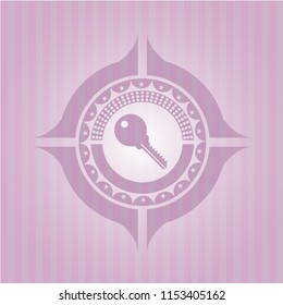 key icon inside pink emblem