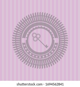 key icon inside pink emblem. Vintage.